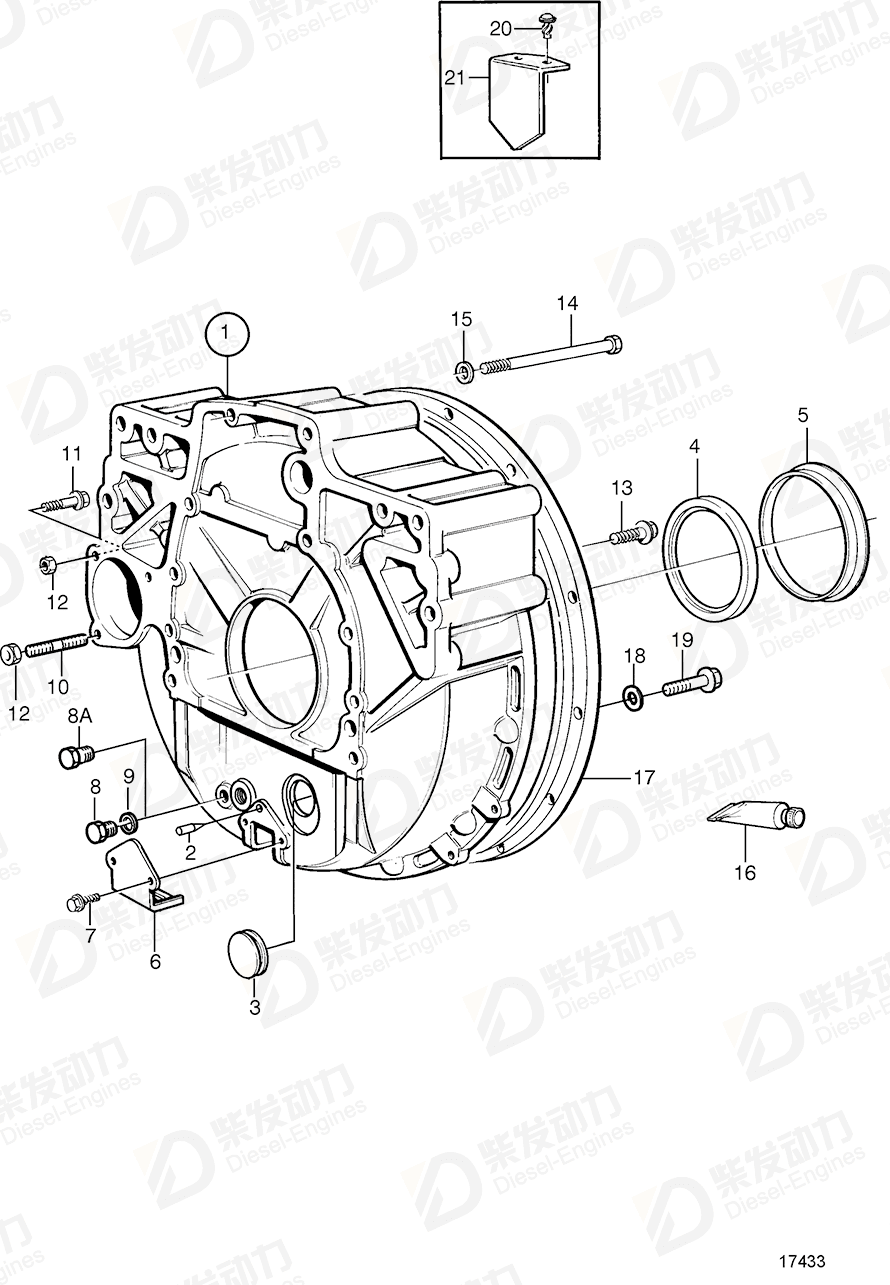 VOLVO Flywheel housing 3978074 Drawing